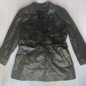 Vintage Sears The Fashion Place Black Genuine Cowhide Belted Jacket 5201